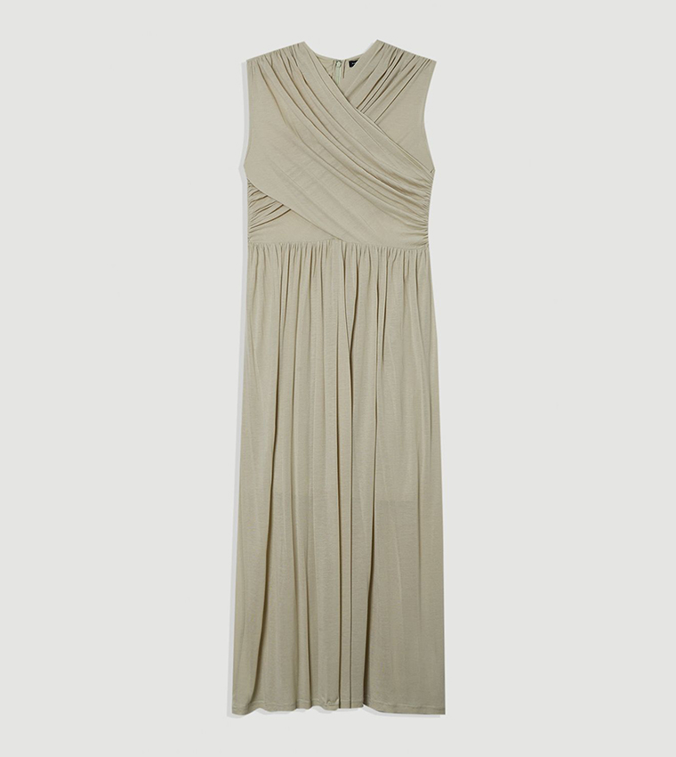 Premium Tencel Jersey Wrap Detail Midi Dress