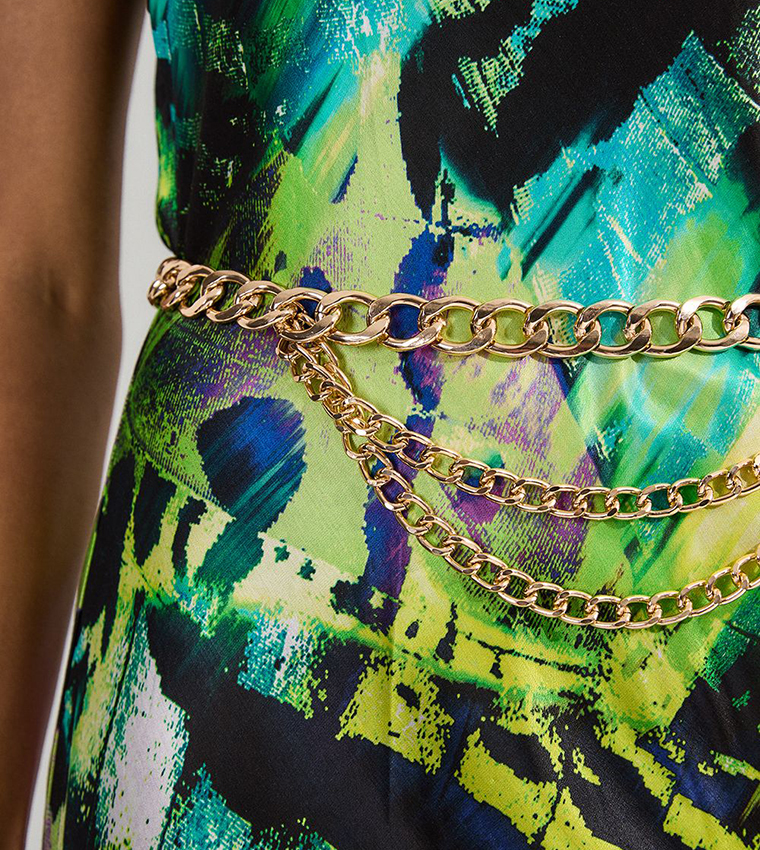 Butterfly Viscose Satin Maxi Dress