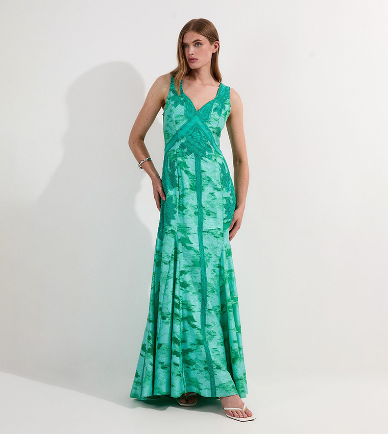 Buy Karen Millen Burnout Tropical Embellished Woven Maxi Dress In - Main Image