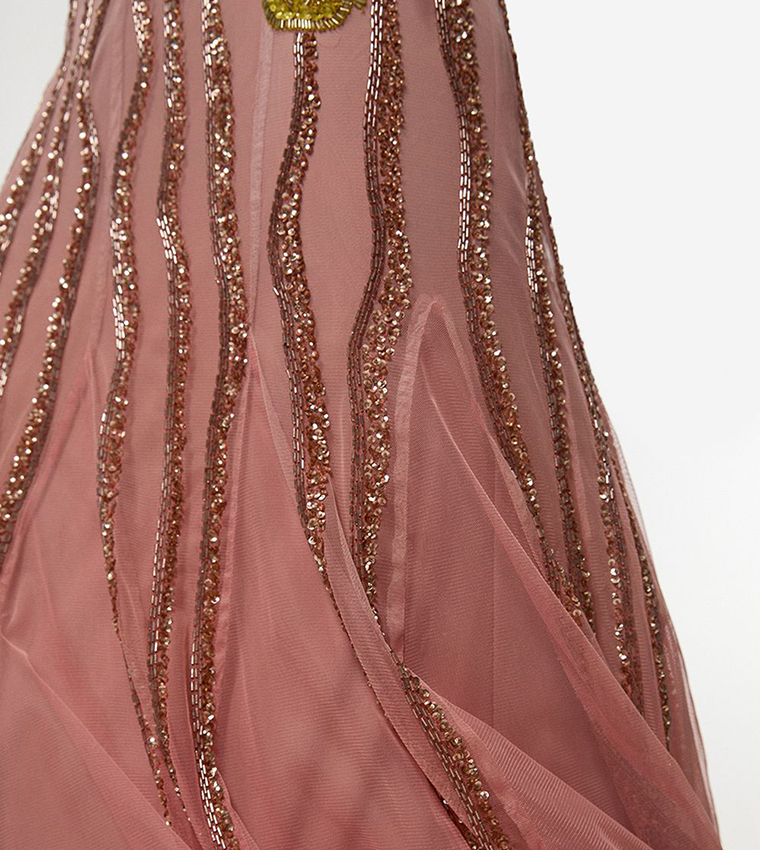Digital Ophelia Ombre Beaded Woven Maxi Dress