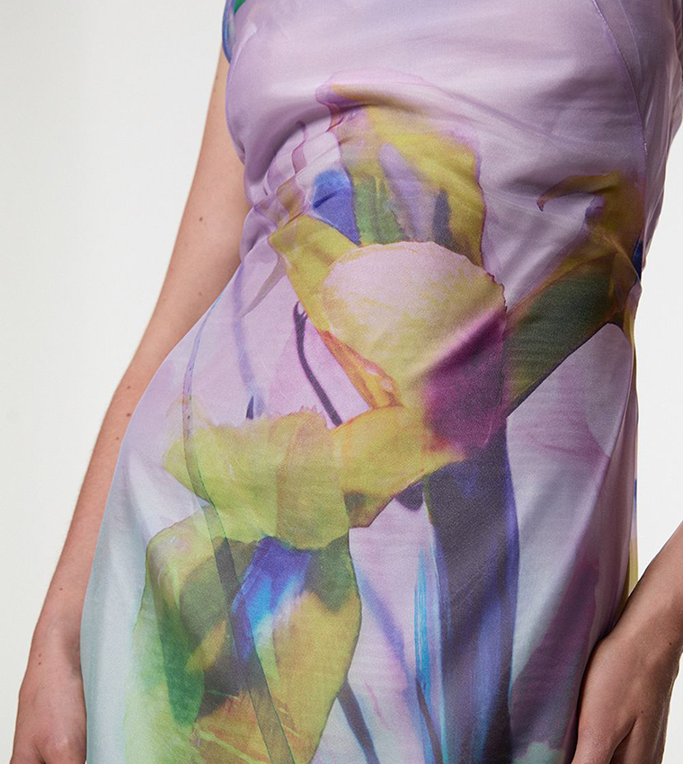 Digital Ophelia Floral Organdie High Neck Maxi Dress
