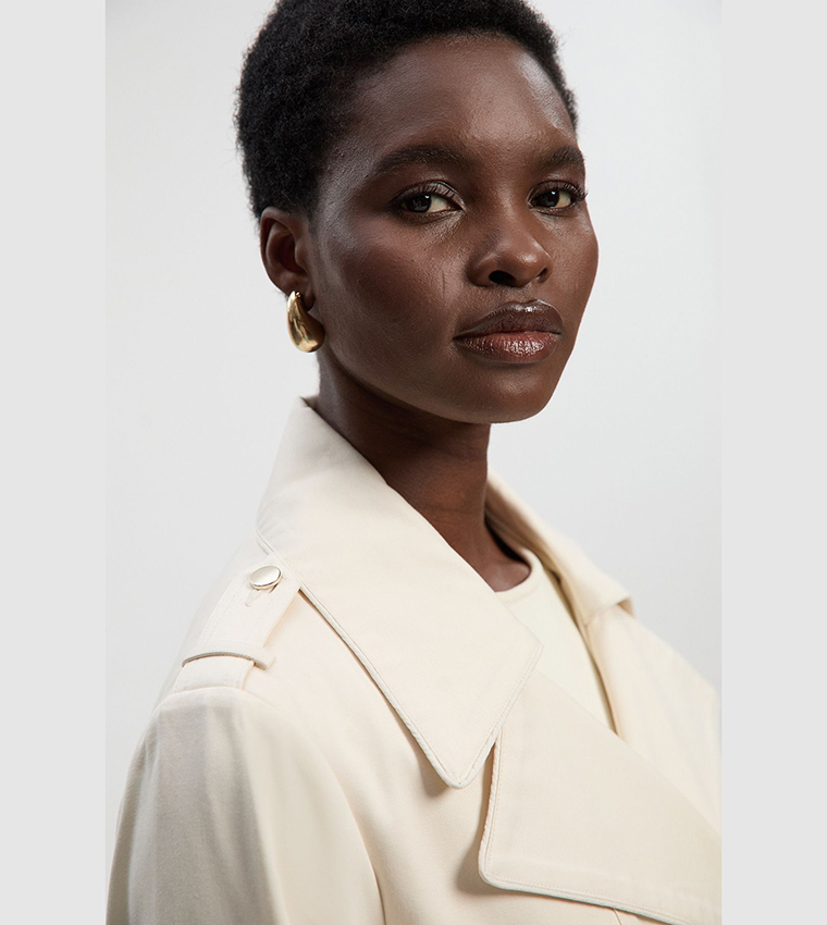 Quilted Padded Peplum Trench Coat