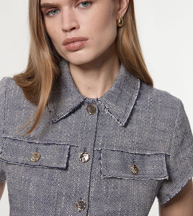 Petite Spring Tweed Tailored Mini Dress - Non Returnable