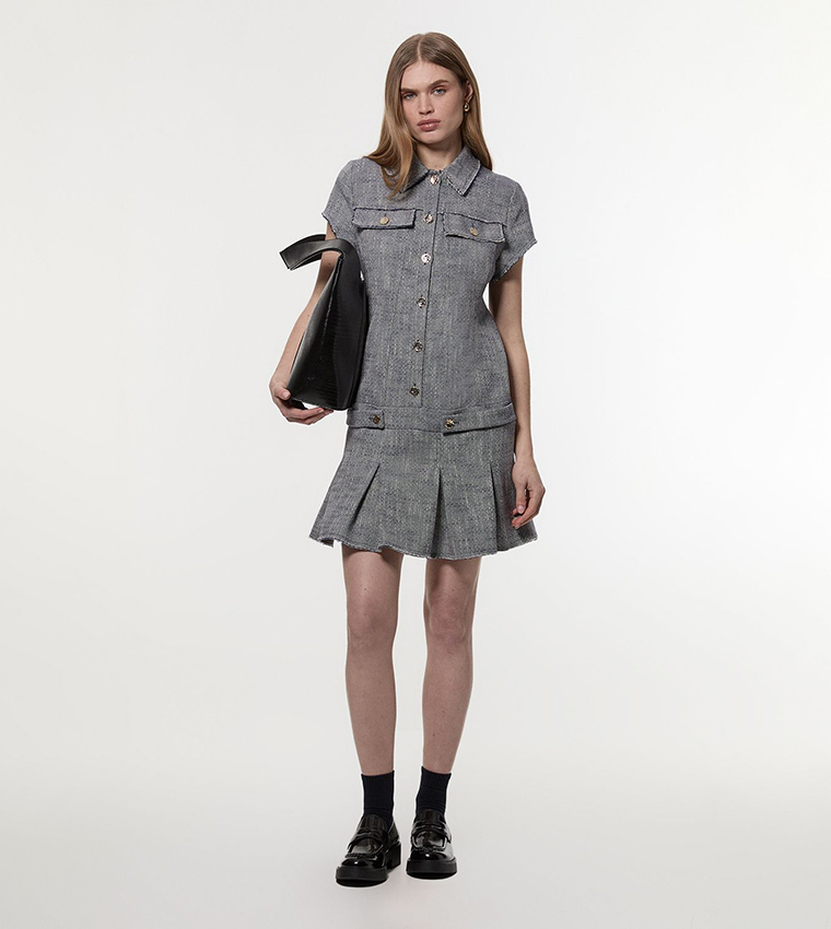 Petite Spring Tweed Tailored Mini Dress - Non Returnable