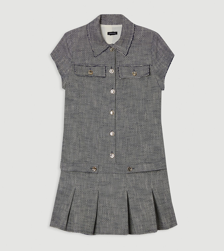 Petite Spring Tweed Tailored Mini Dress - Non Returnable