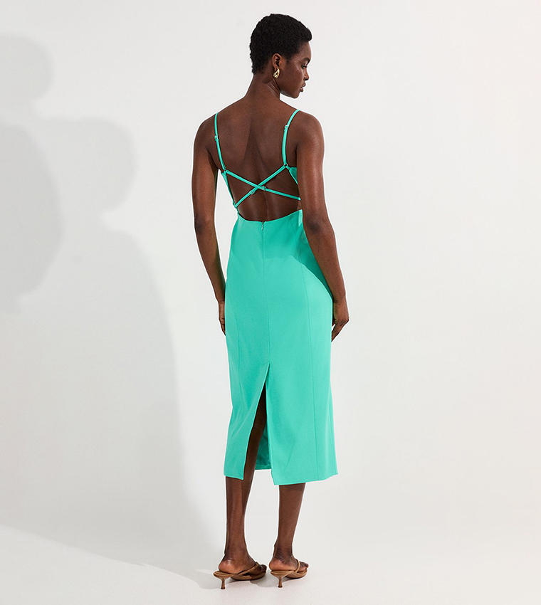 Corset Detail Strappy Midi Dress