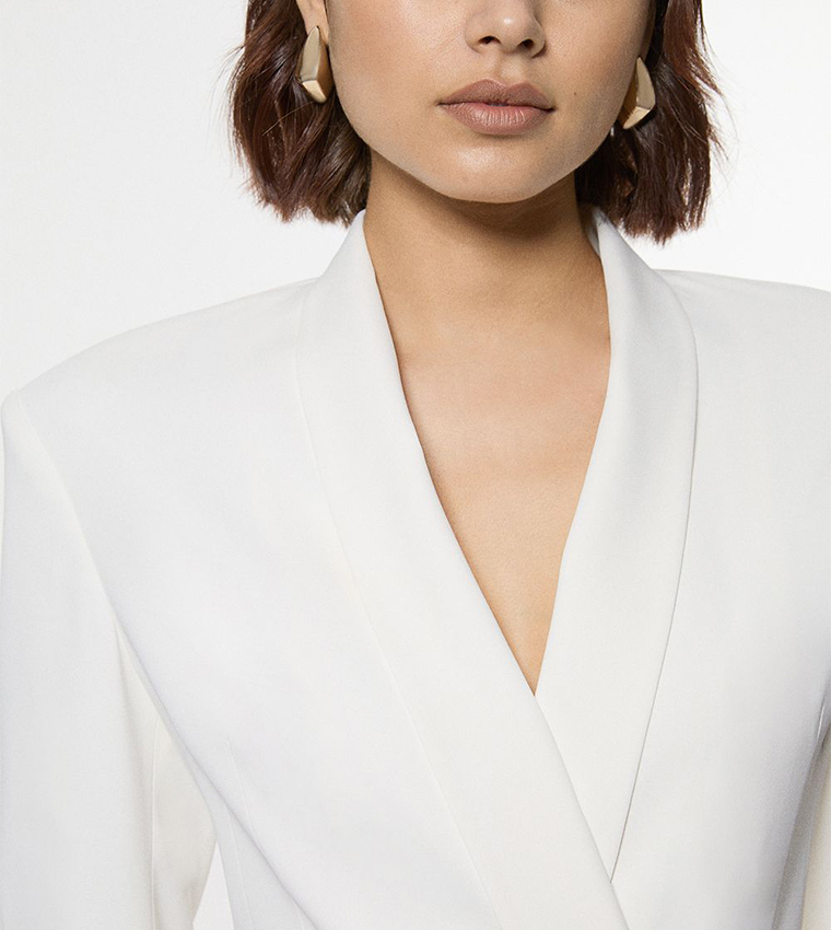 Polished Double Breasted Sinch Detail Mini Blazer Dress