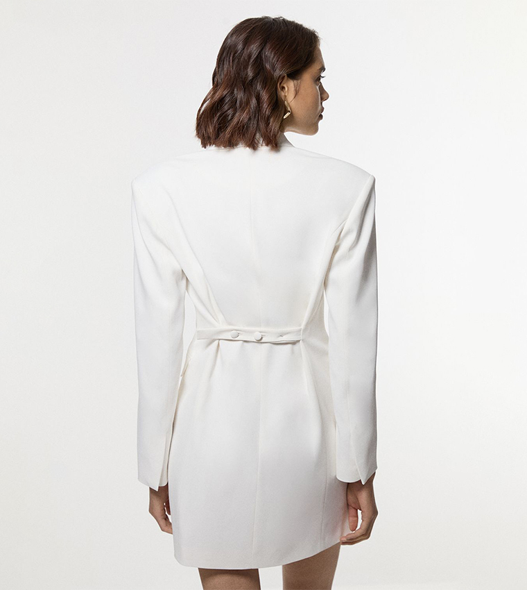 Polished Double Breasted Sinch Detail Mini Blazer Dress