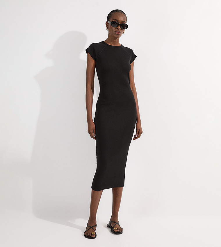 Petite Compact Jersey Cap Sleeves Maxi Dress