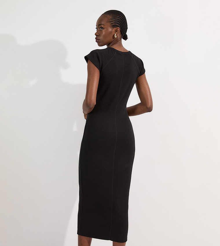 Petite Compact Jersey Cap Sleeves Maxi Dress