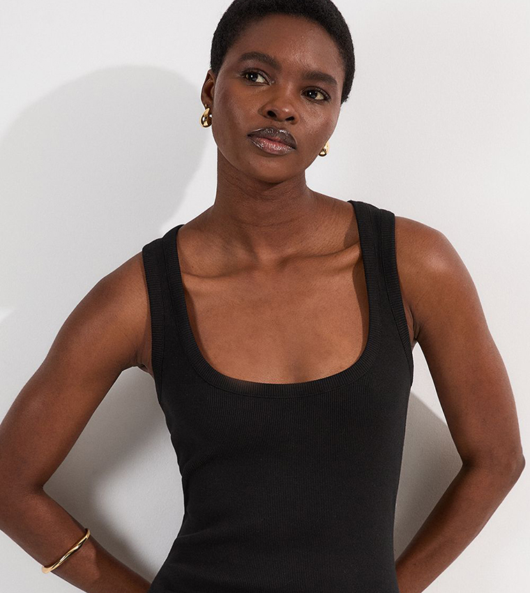 Petite Compact Jersey Racer Maxi Dress
