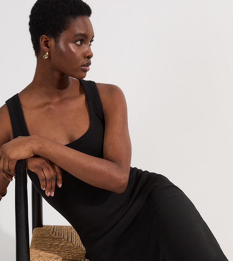 Petite Compact Jersey Racer Maxi Dress