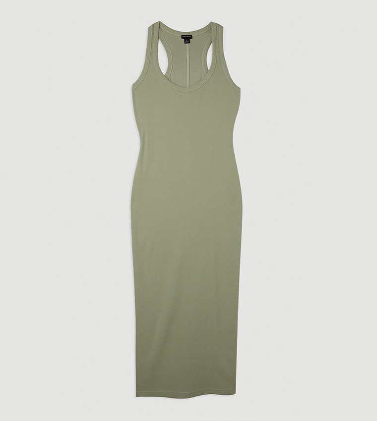 Petite Compact Jersey Rib Racer Maxi Dress