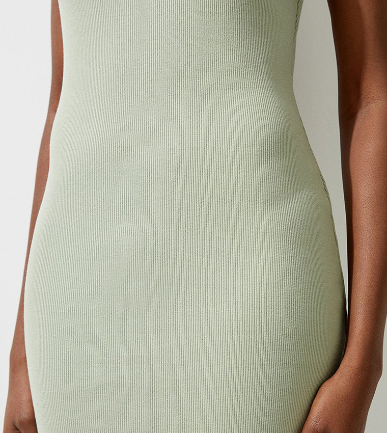 Petite Compact Jersey Rib Racer Maxi Dress