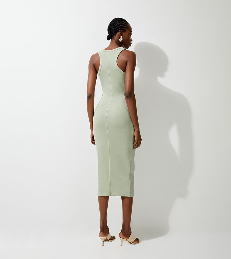 Petite Compact Jersey Rib Racer Maxi Dress