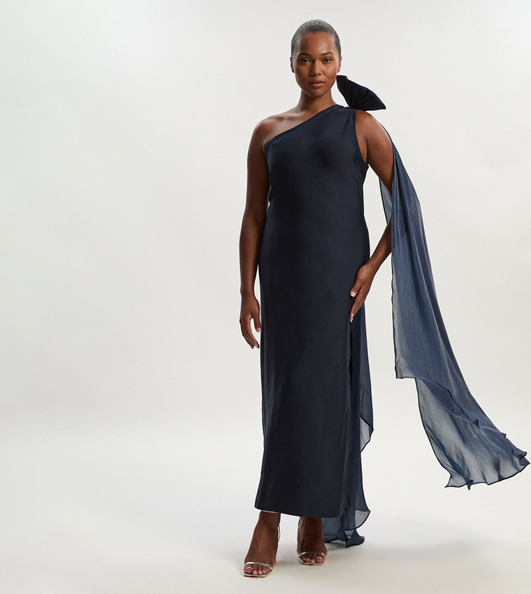 Curve Bandage Sleeves Detail Maxi Dress