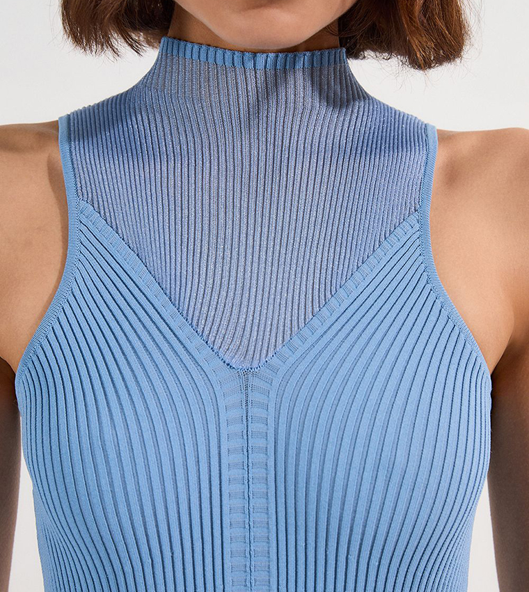 Sheer Yolk Knitted Midi Dress