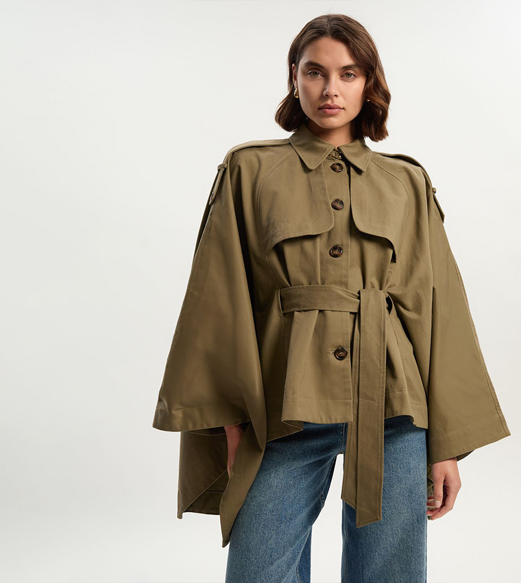 Cape Detail Trench Coat