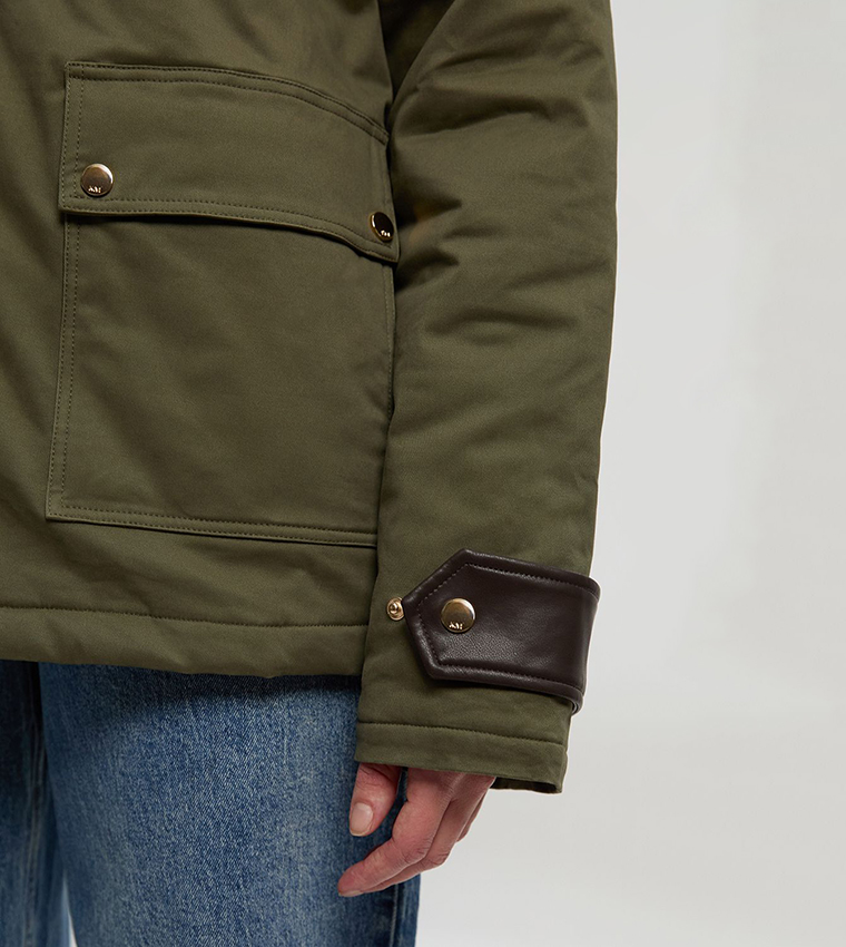 Quilted Contrast Collar Barn Jacket