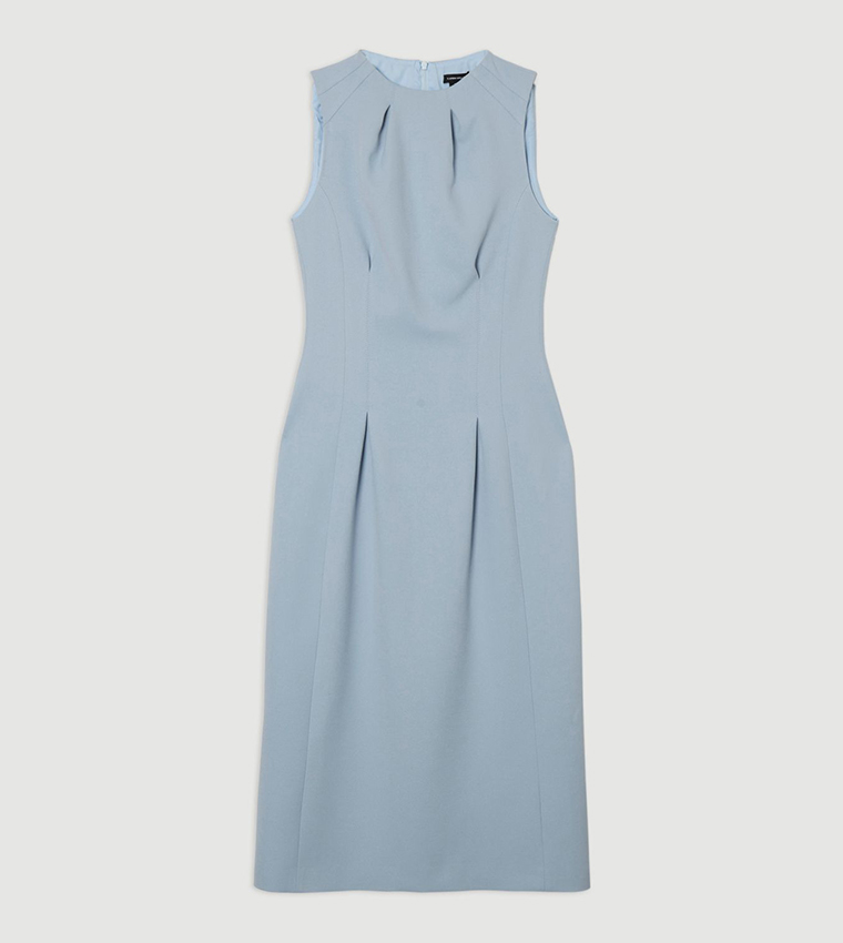 Tall Crepe Sleeveless Tailored Pencil Midi Dress