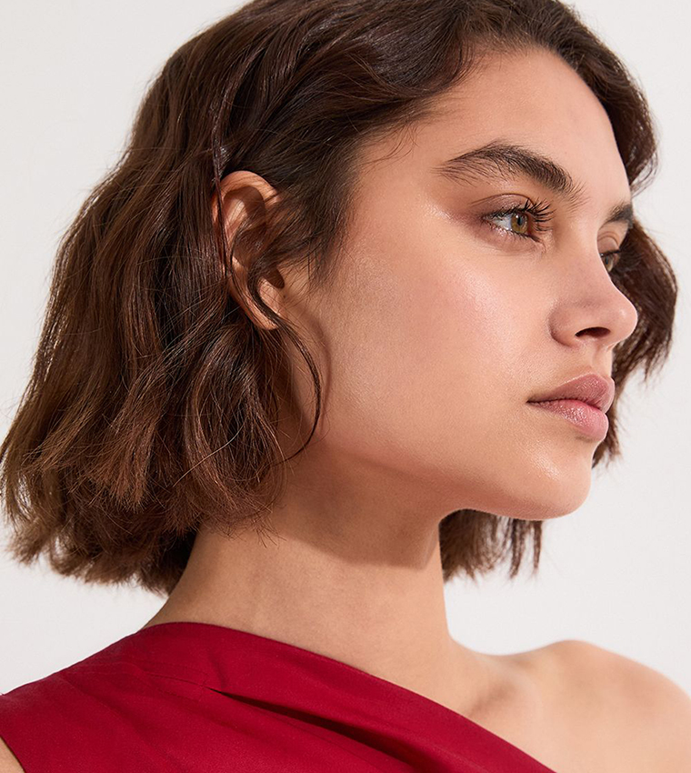 Tailored Polished Cotton One Shoulder Midi Dress