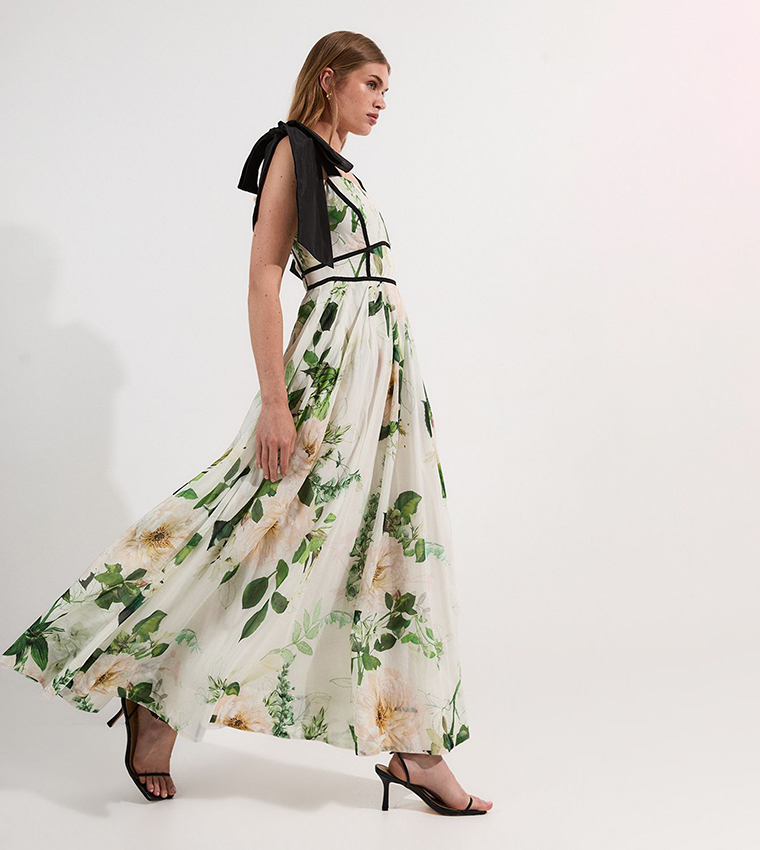 Lydia Millen Spring Floral Print Strappy Maxi Dress