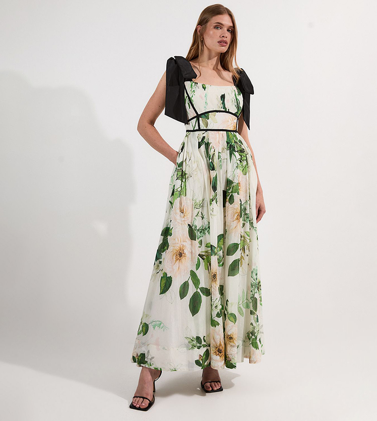 Lydia Millen Spring Floral Print Strappy Maxi Dress