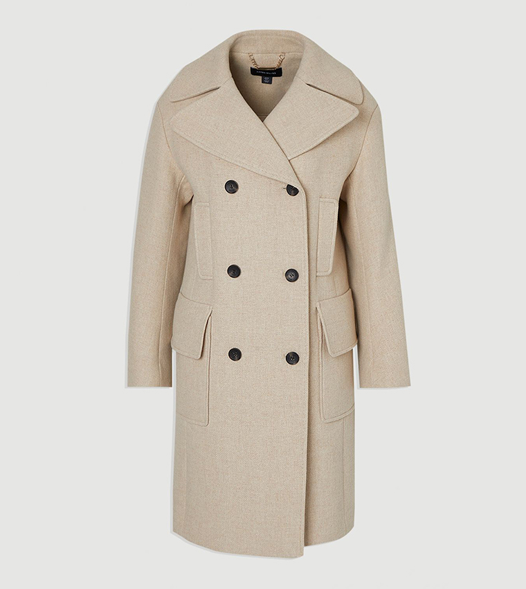 Wool Patch Pocket Midi Coat