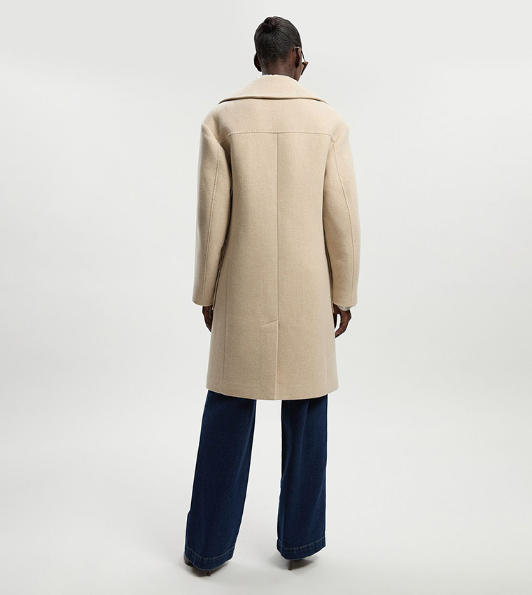 Wool Patch Pocket Midi Coat