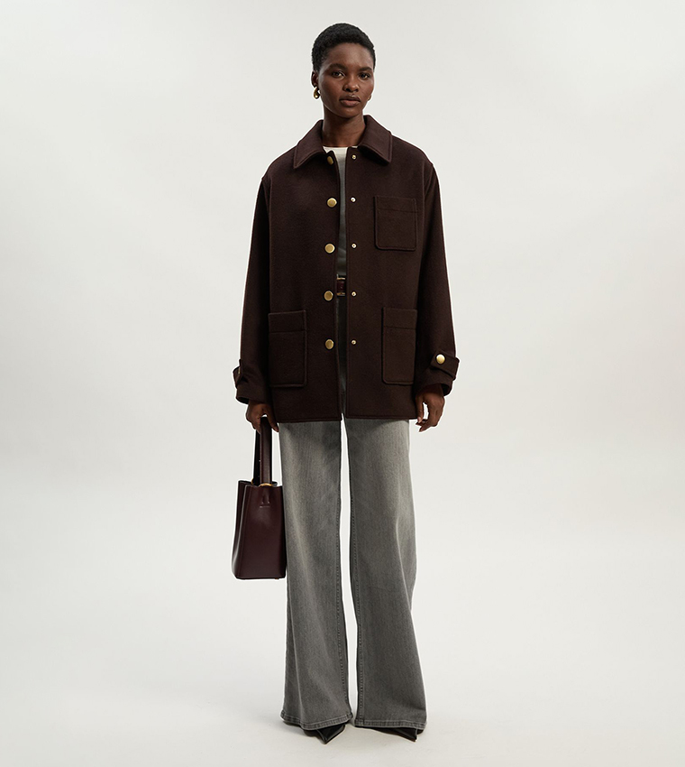 Brushed Wool Patch Pocket Coat