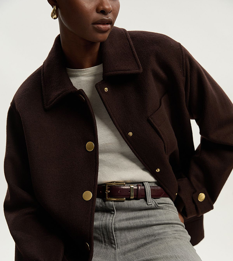 Brushed Wool Patch Pocket Coat