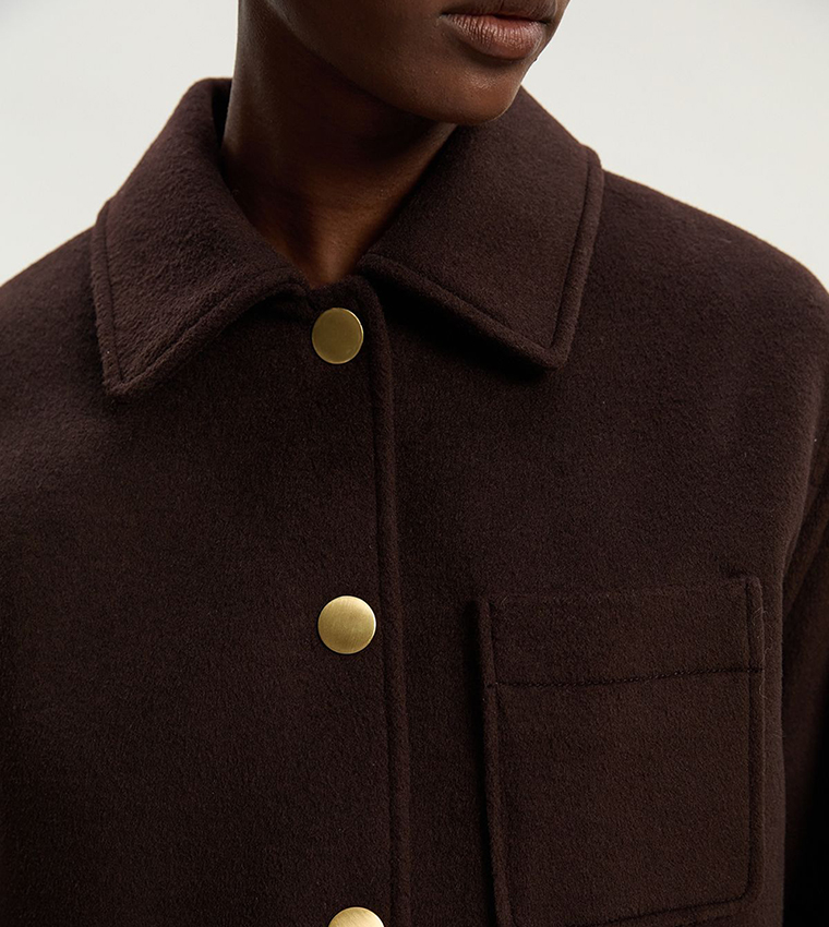 Brushed Wool Patch Pocket Coat