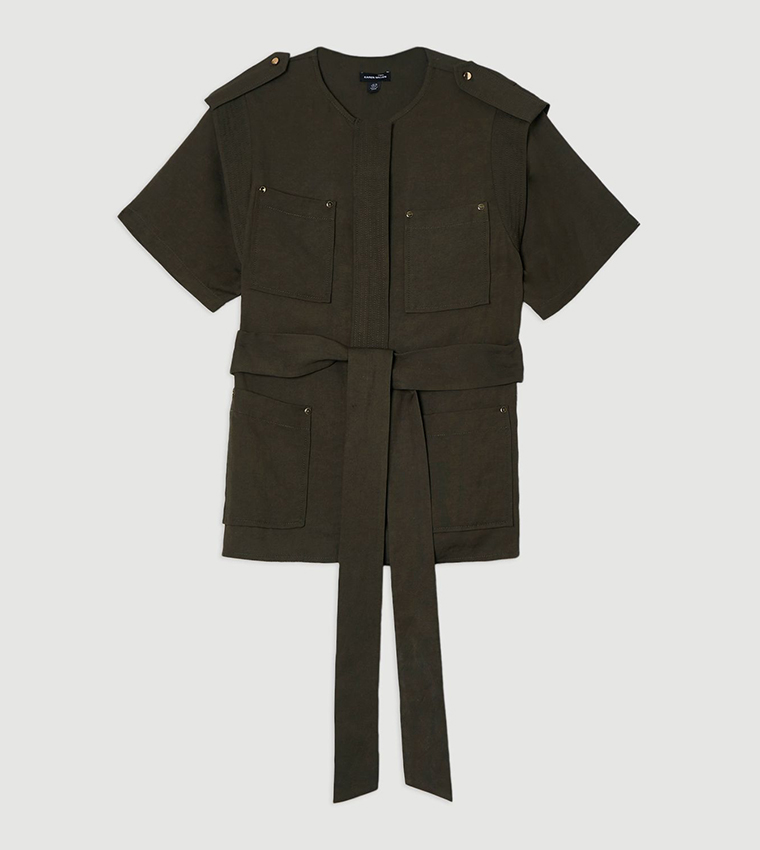 توب كتان بحزام وخياطة