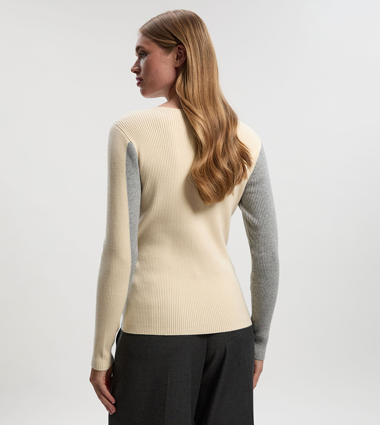 Soft Ribbed Wrap Front V-Neck Sweater