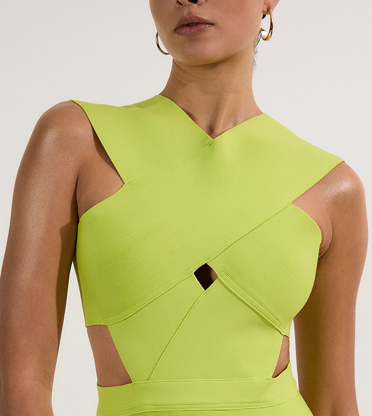 Bandage Textured Cross Front Swimsuit