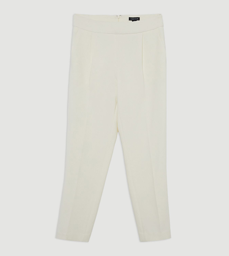Tall Compact Stretch Essential Tailored High Waist Slim Leg Trousers