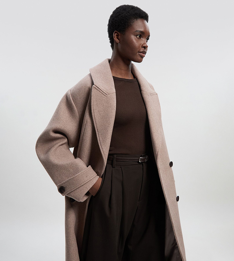 Wool Oversized Double Breasted Tailored Coat