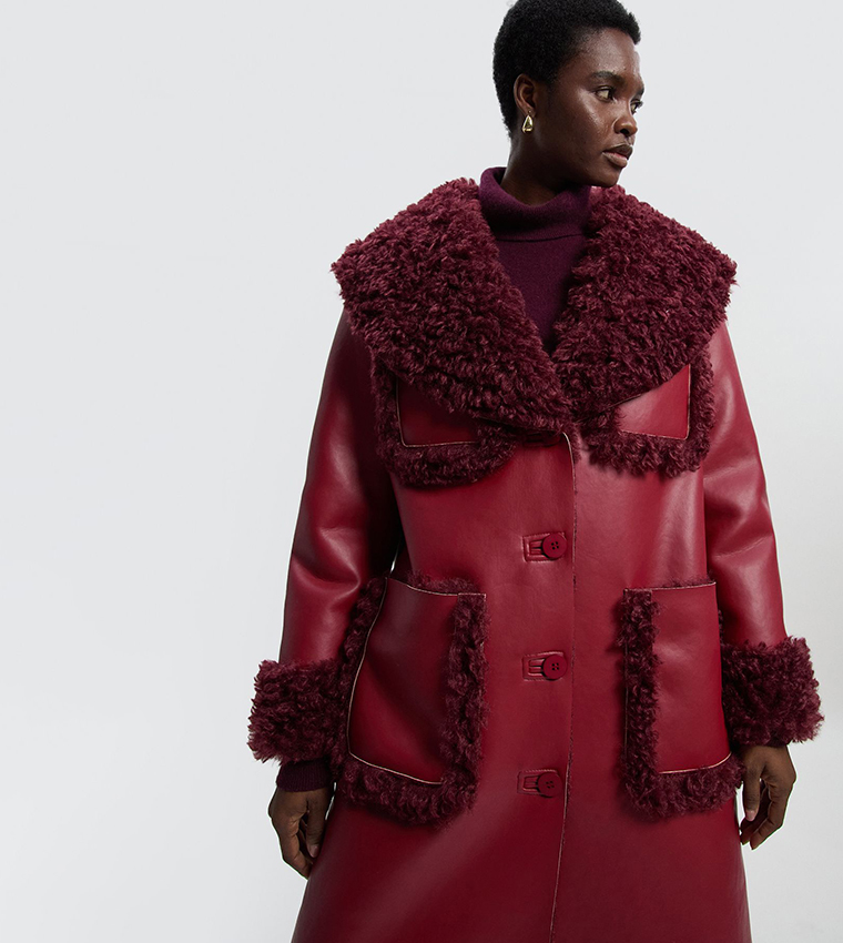 Faux Fur Pocket Detail Coat