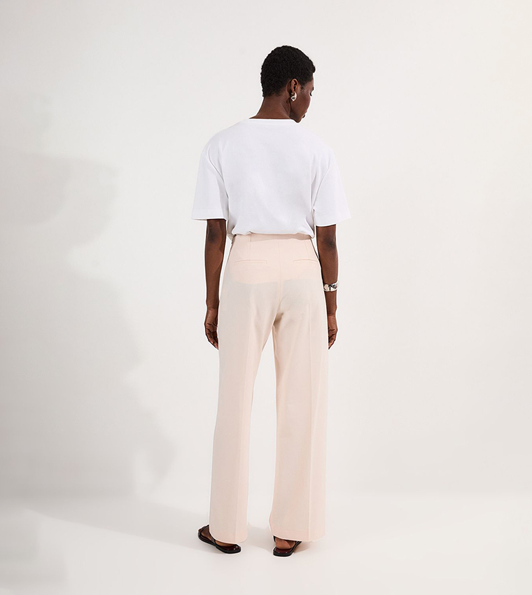 Compact Stretch Pocket Detail Wide Leg Trousers