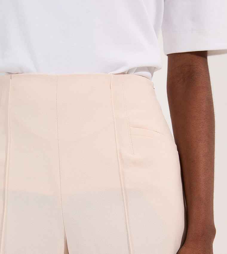 Compact Stretch Pocket Detail Wide Leg Trousers