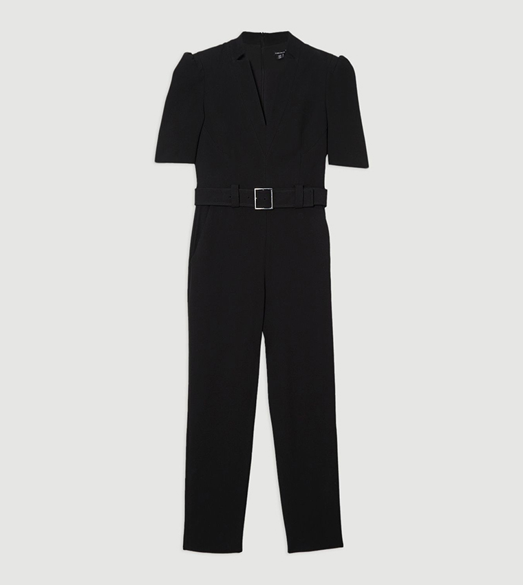 Petite Structured Crepe Forever Belted Jumpsuit