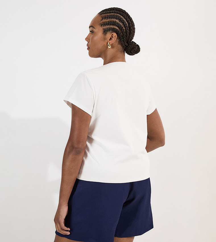 Curve Stretch Cotton Short Sleeves Jersey T-Shirt