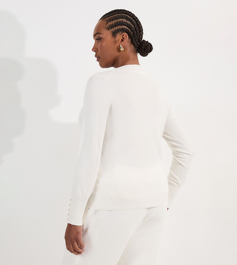 Curve Long Sleeves Scoop Neck Knitted Top