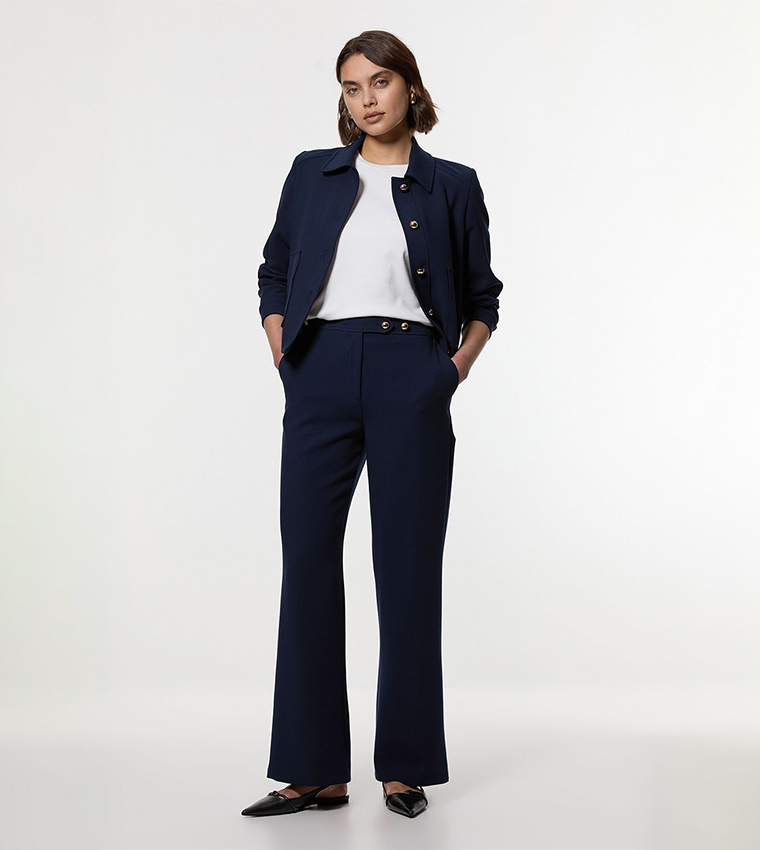 Compact Stretch Kick Flared Trousers