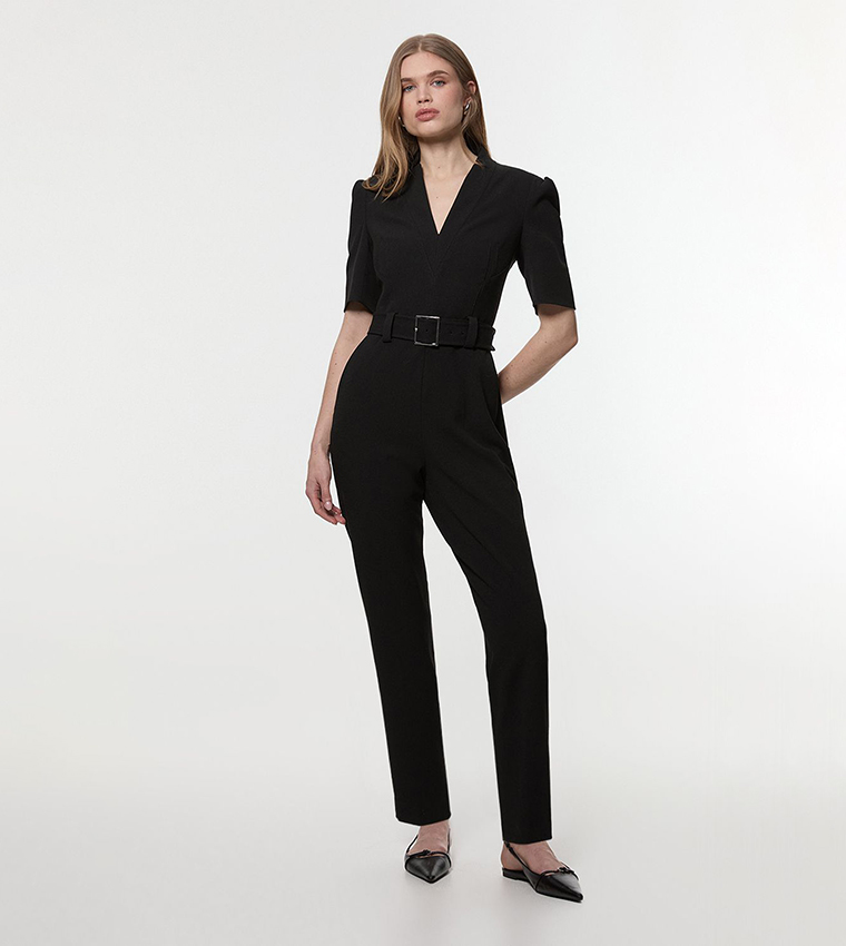 Tall Structured Crepe Forever Belted Jumpsuit