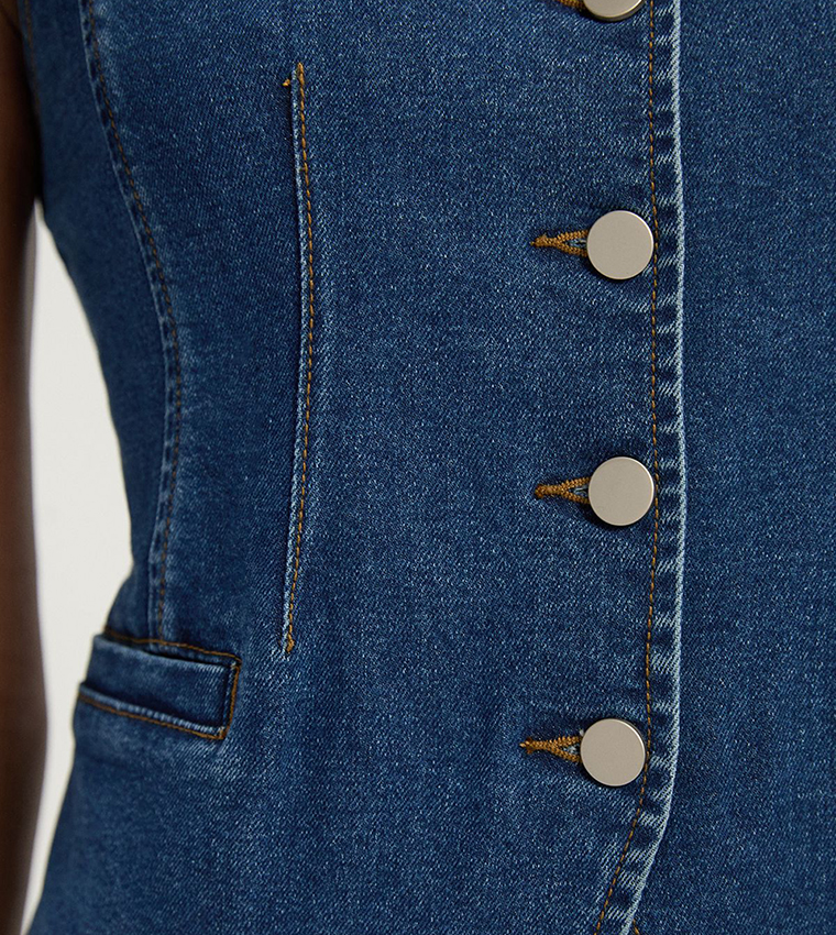 Crew Neck Denim Waistcoat