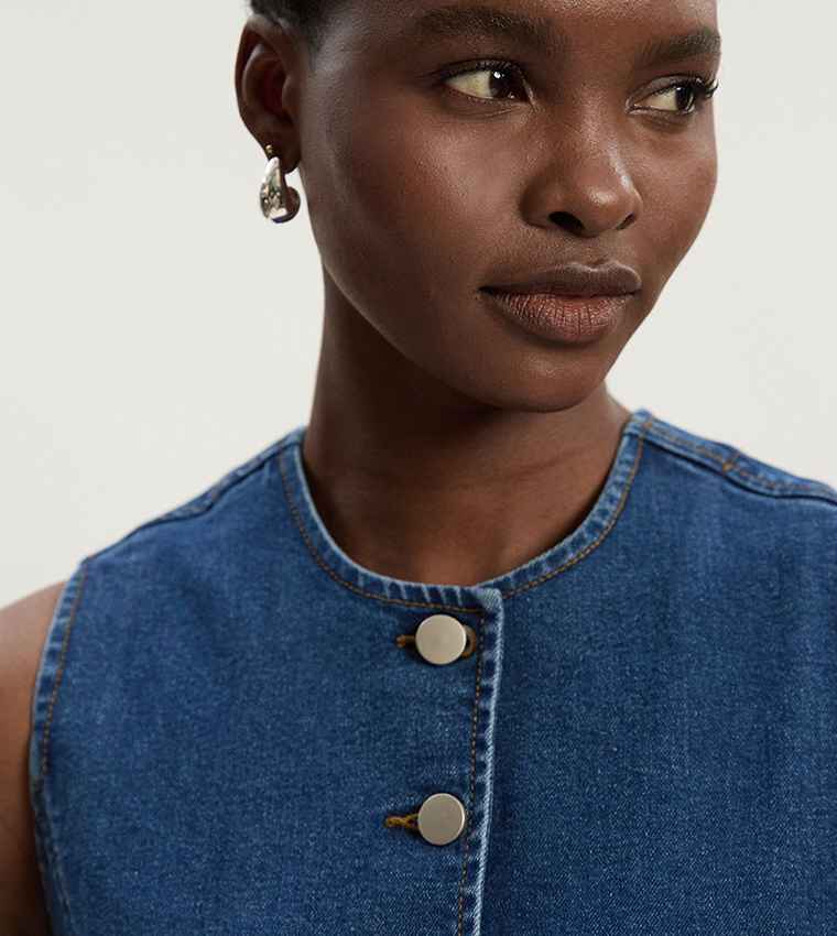 Crew Neck Denim Waistcoat