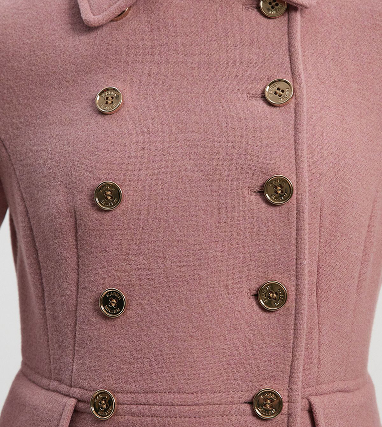 Wool Button Front Double Breasted Tailored Princess Coat