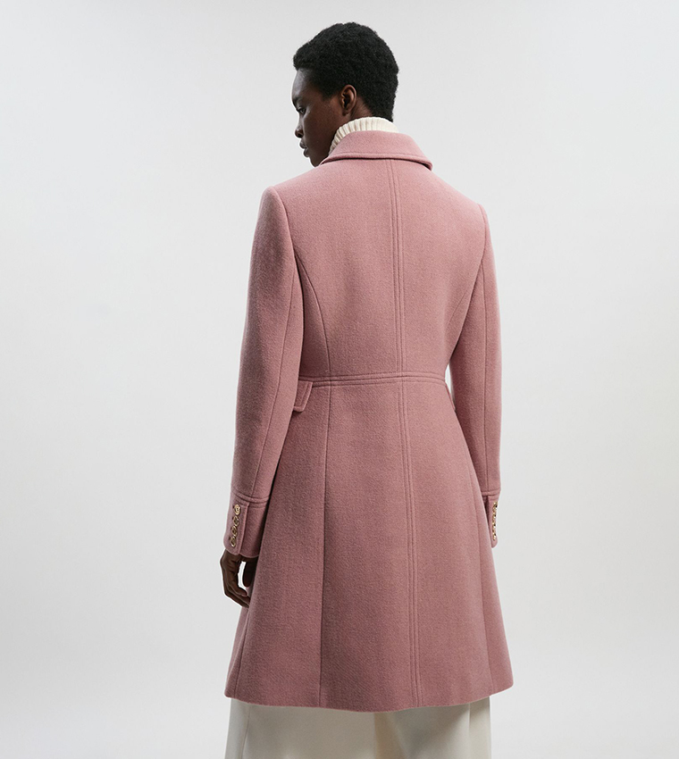 Wool Button Front Double Breasted Tailored Princess Coat