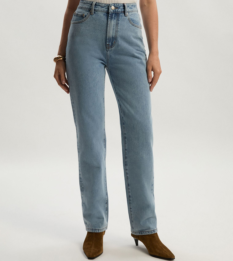 Rigid High Rise Straight Fit Jeans